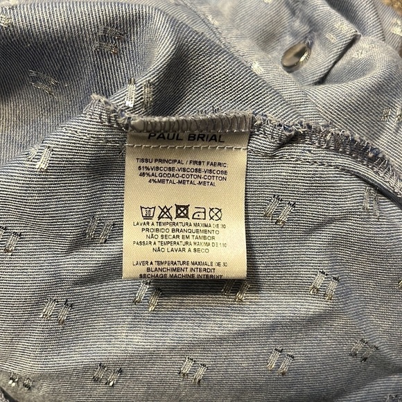 Paul Brial Denim Claire Cold Shoulder Button Down BNWT - Picture 9 of 9